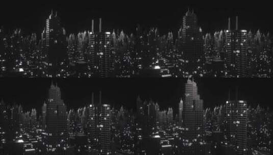 现代城市市区办公大楼夜晚航拍C4D动画高清在线视频素材下载