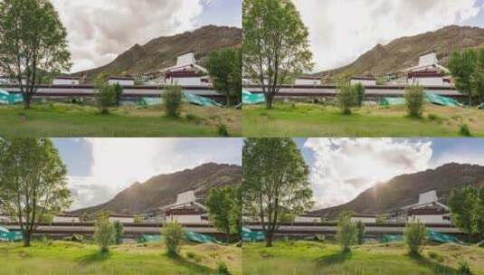 西藏 日喀则 扎什伦布寺 下午 日落高清在线视频素材下载