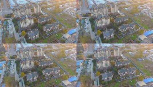 航拍陕西城市现代化发展建筑高清在线视频素材下载