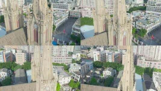圣心大教堂广州建筑高清在线视频素材下载
