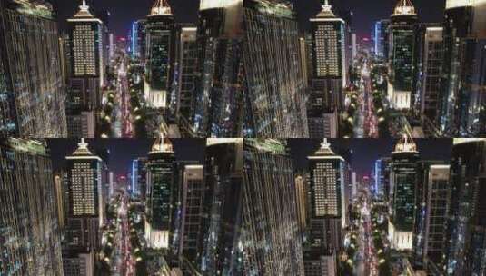 福州城市天际线五四路CBD航拍高楼夜景高清在线视频素材下载