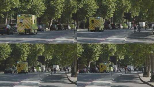 紧急救护车在繁忙的城市中行驶高清在线视频素材下载