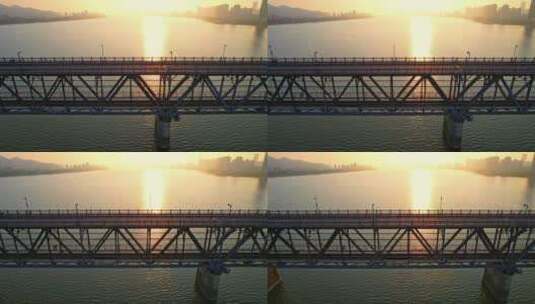 杭州钱塘江大桥航拍高清在线视频素材下载