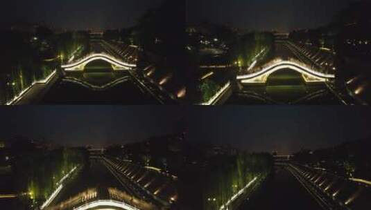 西安城墙夜景航拍（护城河）高清在线视频素材下载