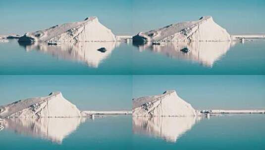 航拍的冰山湖泊景观高清在线视频素材下载