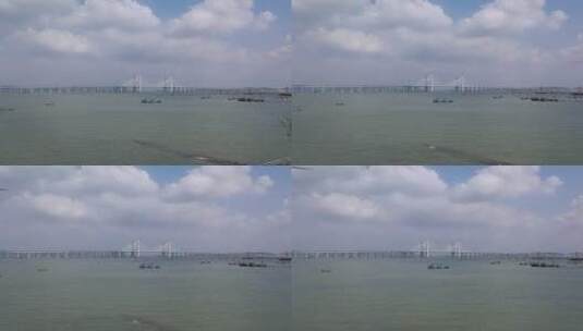 泉州湾跨海大桥航拍海上大桥大海桥梁高清在线视频素材下载