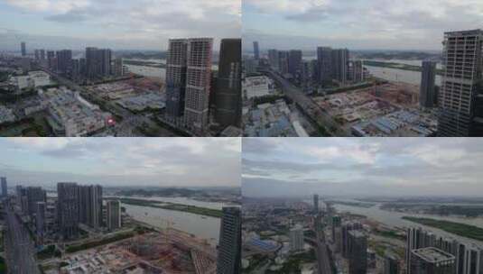 广州天河三溪金融城鱼珠港保利发展高清在线视频素材下载