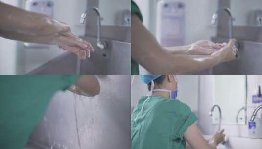 医生洗手 感应水龙头高清在线视频素材下载