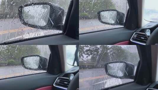 雨水落在车窗外高清在线视频素材下载