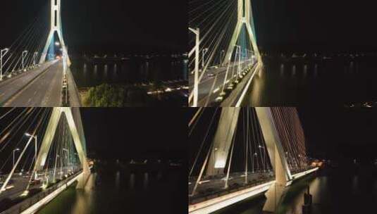 丽水紫金大桥夜景航拍高清在线视频素材下载