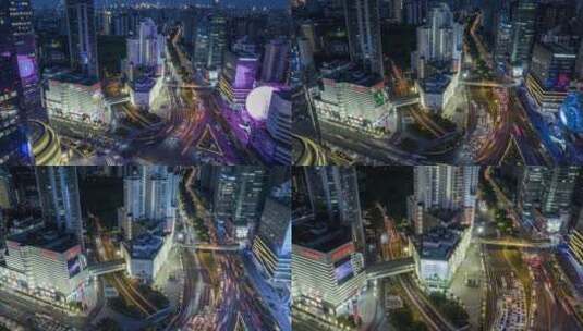 上海徐家汇夜景高质量车流交通延时高清在线视频素材下载