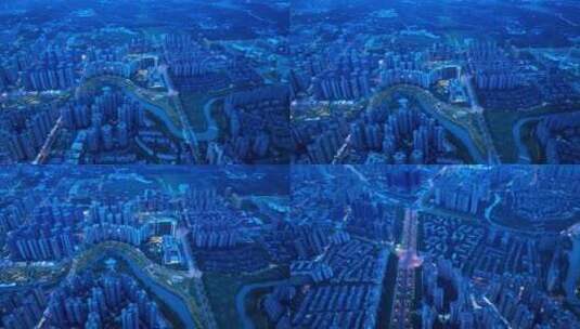 温江新城夜景2高清在线视频素材下载