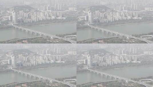 湖南长沙湘江江畔城市航拍高清在线视频素材下载