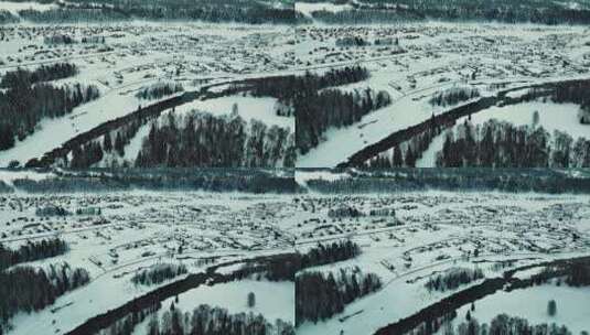 冬天喀纳斯雪景航拍高清在线视频素材下载