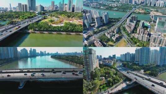 视频合集多镜头航拍广州大桥高清在线视频素材下载