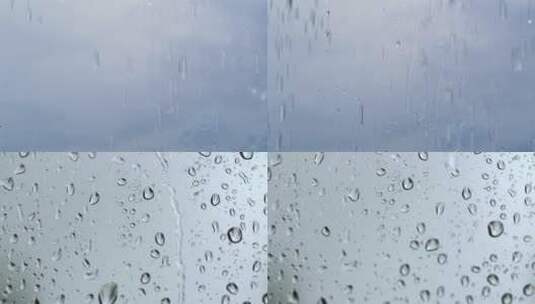 下雨天空镜头 玻璃雨滴窗户雨水珠高清在线视频素材下载