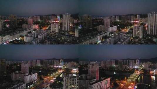 三亚城市交通夜景航拍高清在线视频素材下载