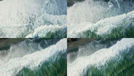 高空航拍大海海浪拍打海岸线高清在线视频素材下载