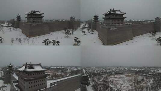 太原古县城雪景高清在线视频素材下载