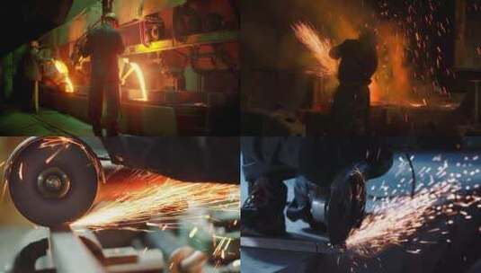 钢铁厂冶炼金属并加工 视频合集高清在线视频素材下载