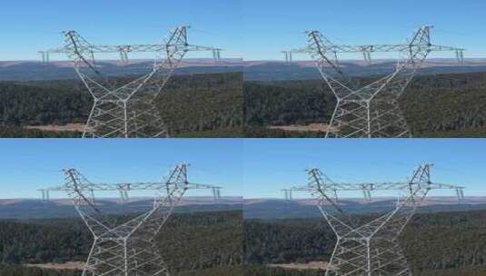 高原山区的高压电塔竖拍特写高清在线视频素材下载