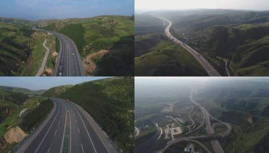 高速公路 高速航拍 大路 山间大道高清在线视频素材下载