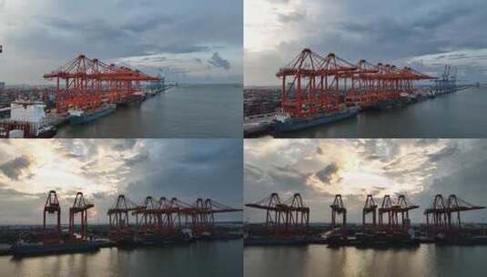 部湾港钦州港区码头航拍高清在线视频素材下载