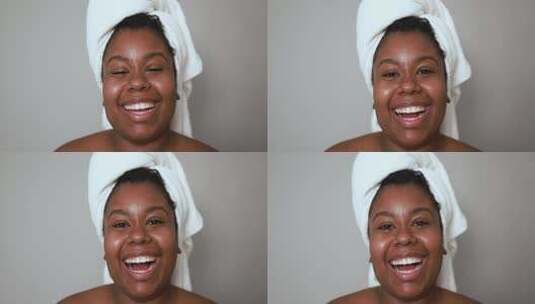 非洲年轻女性做美容治疗日-美容治疗和身体护理概念高清在线视频素材下载
