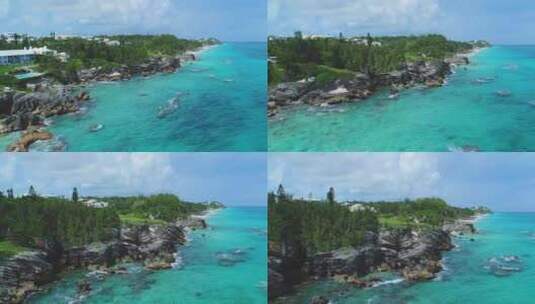 百慕大，空中飞行，热带天堂，岩礁，大西洋，美丽的风景高清在线视频素材下载