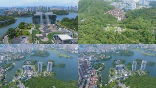阳江市城区鸳鸯湖及城市楼群01高清在线视频素材下载