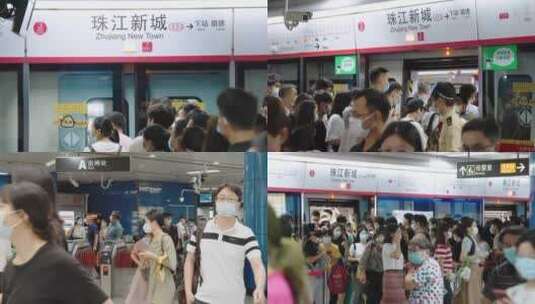 广州地铁上下班高峰期都市白领高清在线视频素材下载