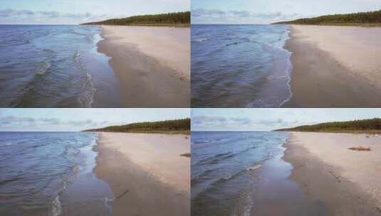 沙滩上海浪的鸟瞰图高清在线视频素材下载