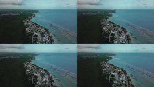 航拍海洋海滨小镇高清在线视频素材下载