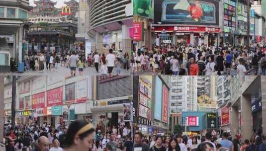 深圳东门步行街人流涌动高清在线视频素材下载