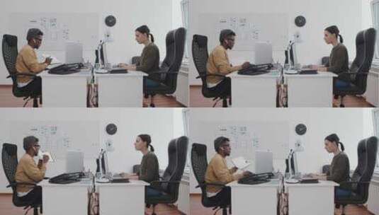 男人和女人在办公室工作高清在线视频素材下载