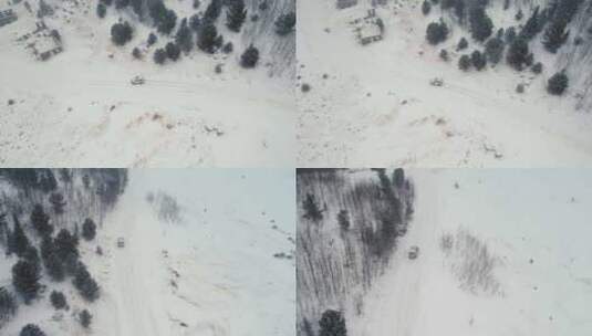 汽车在林间雪路行驶多镜头 大兴安岭高清在线视频素材下载