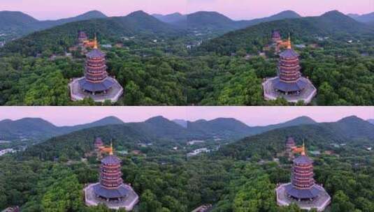 中国杭州西湖雷峰塔高清在线视频素材下载