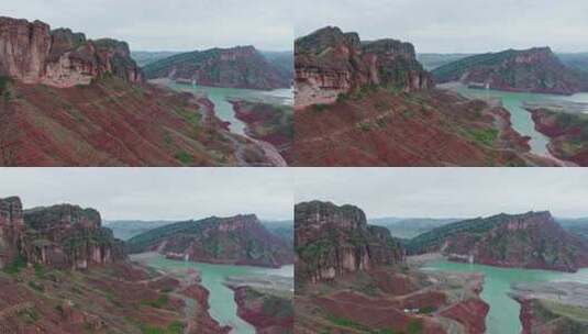 丹霞地貌中的河流高清在线视频素材下载