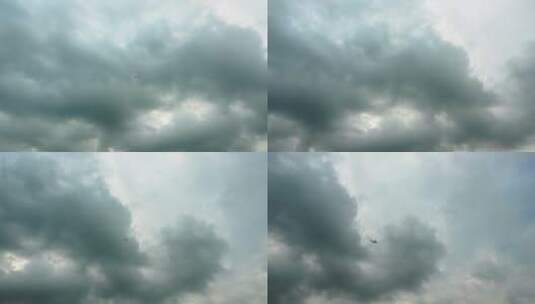 飞机穿过穿梭在乌云中高清在线视频素材下载