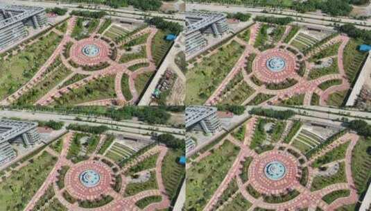 泉州东海香缤维港城航拍公园喷泉步道俯拍高清在线视频素材下载