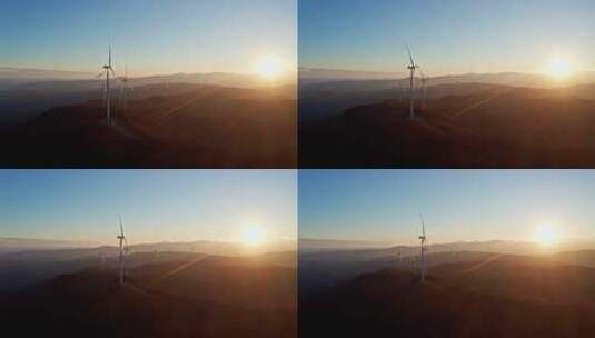 山顶风力发电机高清在线视频素材下载