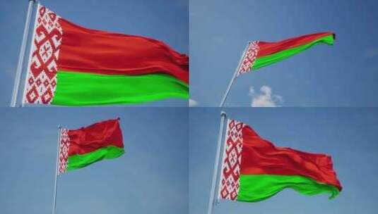 白俄罗斯旗帜高清在线视频素材下载