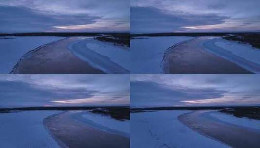 航拍雪原冰河暮雪高清在线视频素材下载
