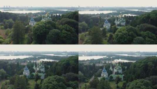 从植物园俯瞰基辅市全景高清在线视频素材下载