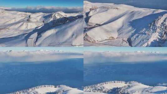 新疆伊犁赛里木湖冬季长焦航拍高清在线视频素材下载