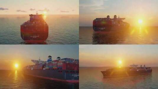 集装箱货轮海上行驶 一带一路高清在线视频素材下载