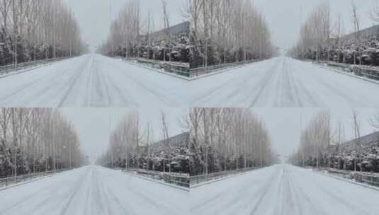 公路雪景空镜视频素材高清在线视频素材下载