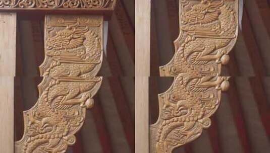 中国建筑龙木雕高清在线视频素材下载