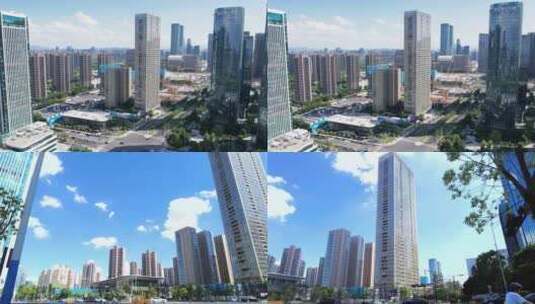 钱江世纪城高楼大厦航拍延时摄影高清在线视频素材下载