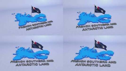带旗帜的法国南部和南极土地地图高清在线视频素材下载